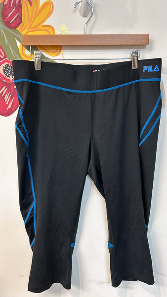 Fila Black Cropped Running Athletic Leggings, XL