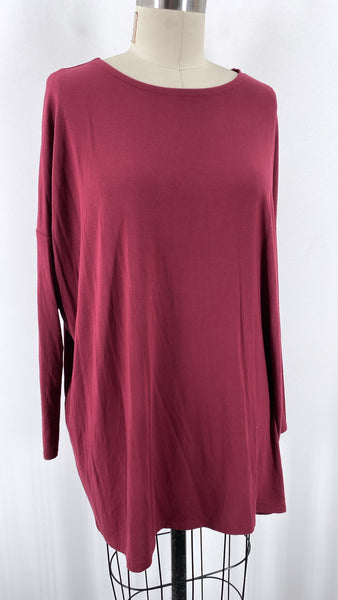 New Zenana Burgundy Tunic Top, S