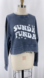 Chicka-d Gray Sunday Funday Cropped Sweatshirt, M