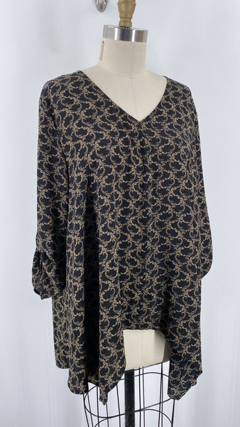 Chaus Black Print Top, XL