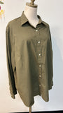 Lauren Ralph Lauren Green Button Front Top, 3X