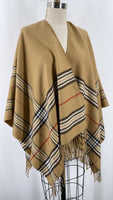 V. Fraas Brown Plaid Wrap Shawl, One Size