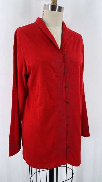 J.Jill Red Button Front Top, L