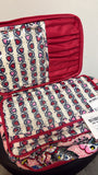 New Vera Bradley Stitched Flowers Iconic Large Blush & Brush Case