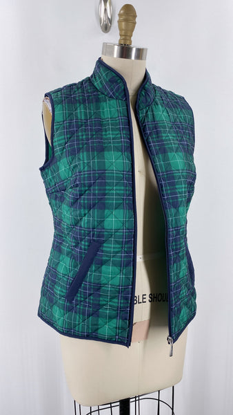 Karen Scott Green/Navy Plaid Vest, XS