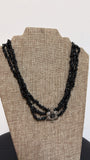 Black Spinel with Sterling Silver Clasp Necklace, 18"-20"