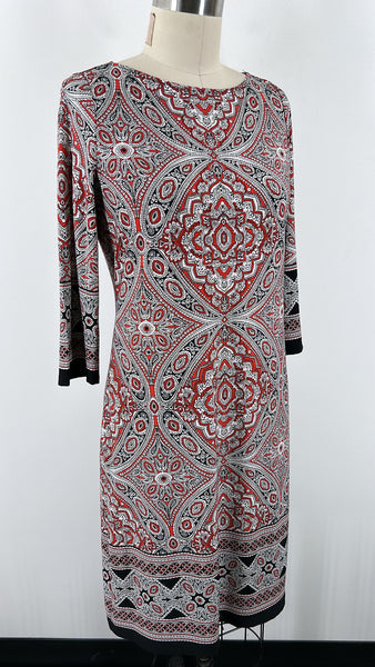 New London Times Red/Black Paisley Dress, 8