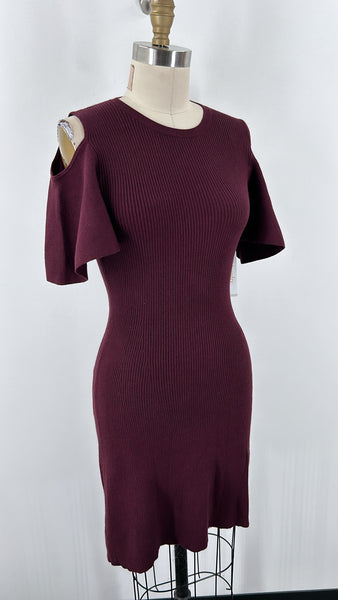 New Laundry by Shelli Segal Merlot Open Shoulder Sweater Dress, M