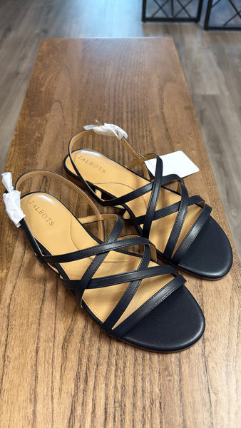 New Talbots Navy Keri Sandals, 8.5