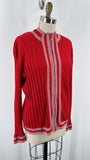 Fontana 2pc Red Zip Front Cardigan + Shell, XL