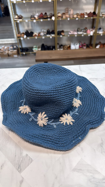 Many Hands Fleur Blue Sun Hat UPF 35 (retail $48)