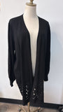 New Chico's Black Eyelet Cutout Sweater, XXL