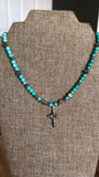 Silver Cross Necklace, 16"