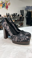 Gucci Black Lace Block Heel, 7.5