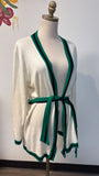 BooHoo White/Green Cardigan, S/M