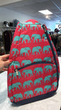 All for Color Elephant Print Serve It Up Tennis Backpack, 12.5" x 8" x 20.25"