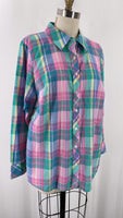 Talbots Plaid Button Front Top, 1X