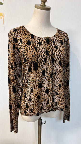 New Cato Animal Print Cardigan, L