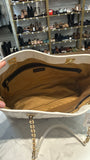 Antonio Melani White/Cream Leather Shoulder Bag, 17"x11"
