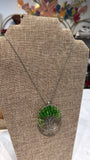 Tree of Life Silver/Green Necklace, 16"