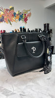 Thirty One Black "P" Initial Tote Bag, 16"x11"