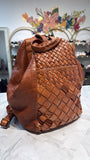 Brown Genuine Leather Backpack, 12"x12"
