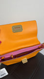 LDT Orange Leather Crossbody Bag, 10"x7"