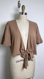 Altar'd State Brown Tie Front Top, L