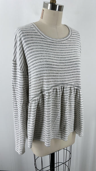 Rewind Gray Stripe Top, XL