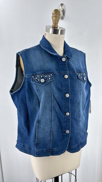 New Allison Daley Denim Vest, 14 Petite