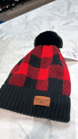 Britt's Knits Red Check Beanie, One Size