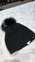 Kyi Kyi Black Wool Blend Beanie, One Size