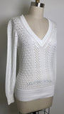 White House Black Market White Open Stitch Sweater, S