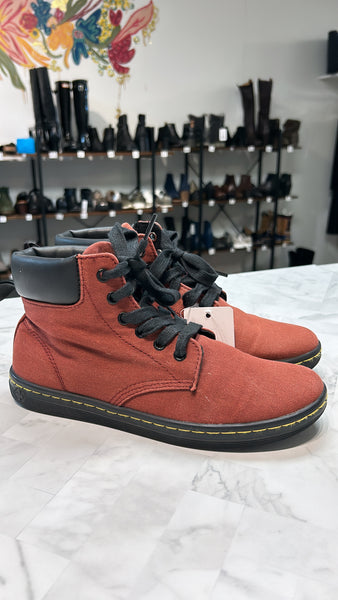 Dr. Martens Red Maelly Canvas Ankle Boots, 8