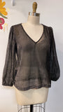 New Modcloth Black Sheer Top, S
