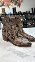 Chelsea & Violet Snake Print Leather Ankle Boots, 7.5