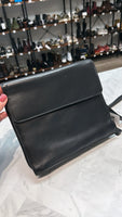 Bechamel Black Leather with Built In Wallet Crossbody Bag, 9"x8"