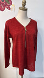 Soft Surroundings Red Valentina Zip Sweater, S (retail $79)