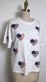 Why Dress White American Flag Top, L