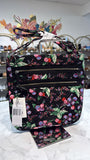 New Vera Bradley Black Winter Berry Iconic Triple Zip Hipster, 11"x11"