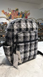 New Vera Bradley Black Kingbird Plaid Small Backpack, 11"x9"