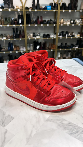 Nike Red Air Jordan 1 Mid Shoes, 7.5