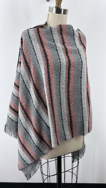 Poncho Gray/Pink Sweater, One Size