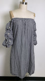 MSK Gray Stripe with Pearl Accents Dress, M