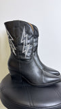 Oasis Society Black Faux Leather Cowboy Boots, 7.5