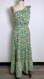 Pretty Garden Green One Shoulder Dress, M