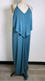 New Halara V Neck Tie Back Ruched Maxi Slip Dress, XL