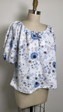 Loft White/Blue Top, L Petite