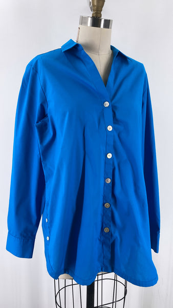 Foxcroft Blue Wrinkle Free Top, 16