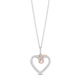 New Hallmark Diamonds Heart Necklace 1/10 ct tw Sterling Silver & 10K Rose Gold, 18" (retail $299)